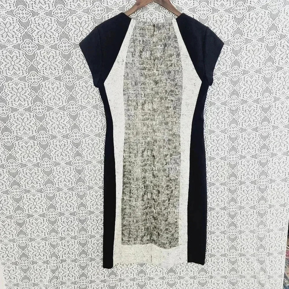 Lafayette 148 New York Cap Sleeve Textured Color block Sheath Dress 4 - Picture 2 of 10